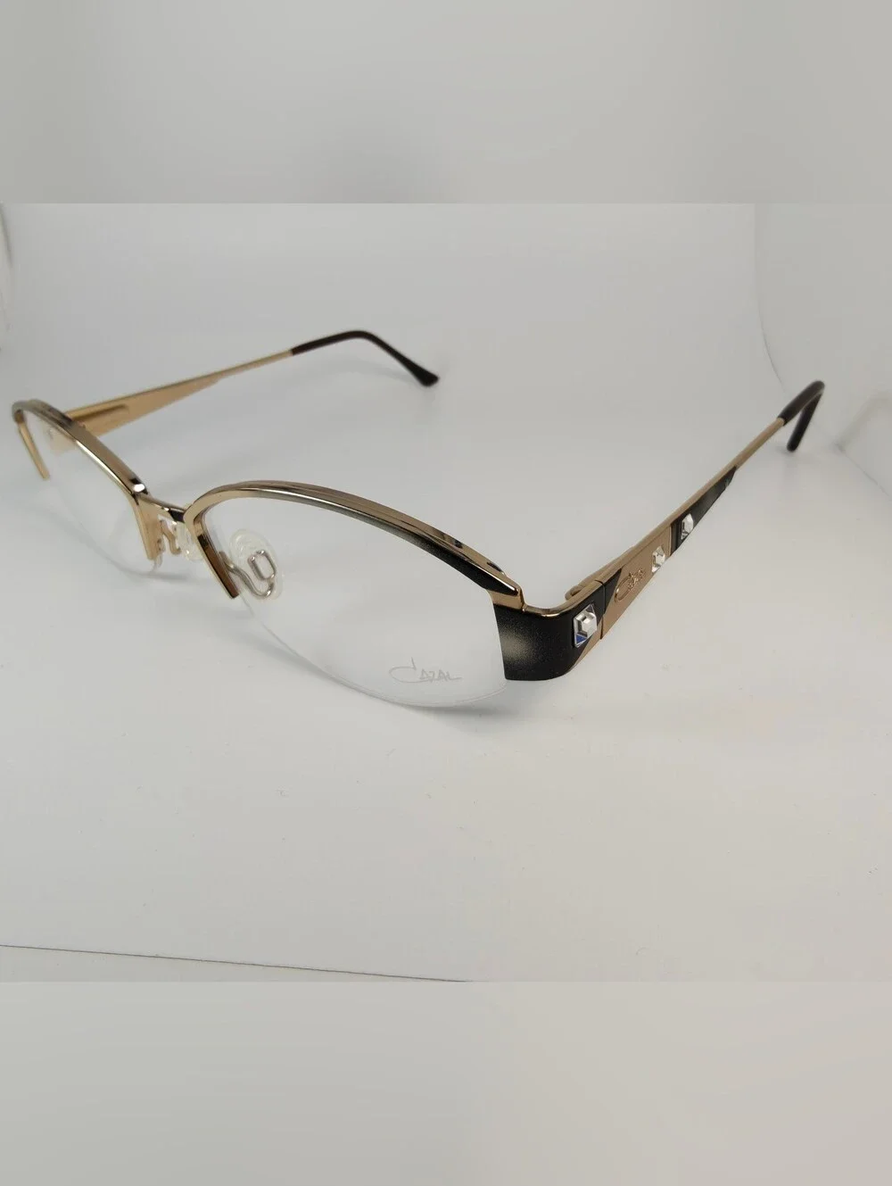 Cazal. Gold and Black Semi-Rimless Women’s Eyeglasses. Germany